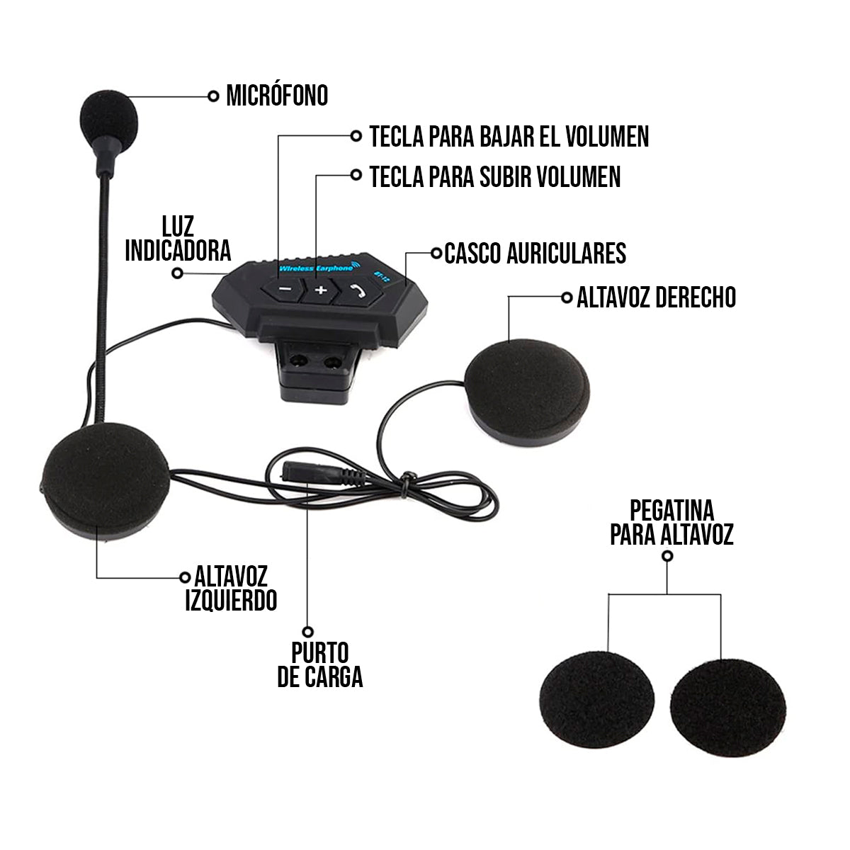 Intercomunicador Casco Moto BT-12